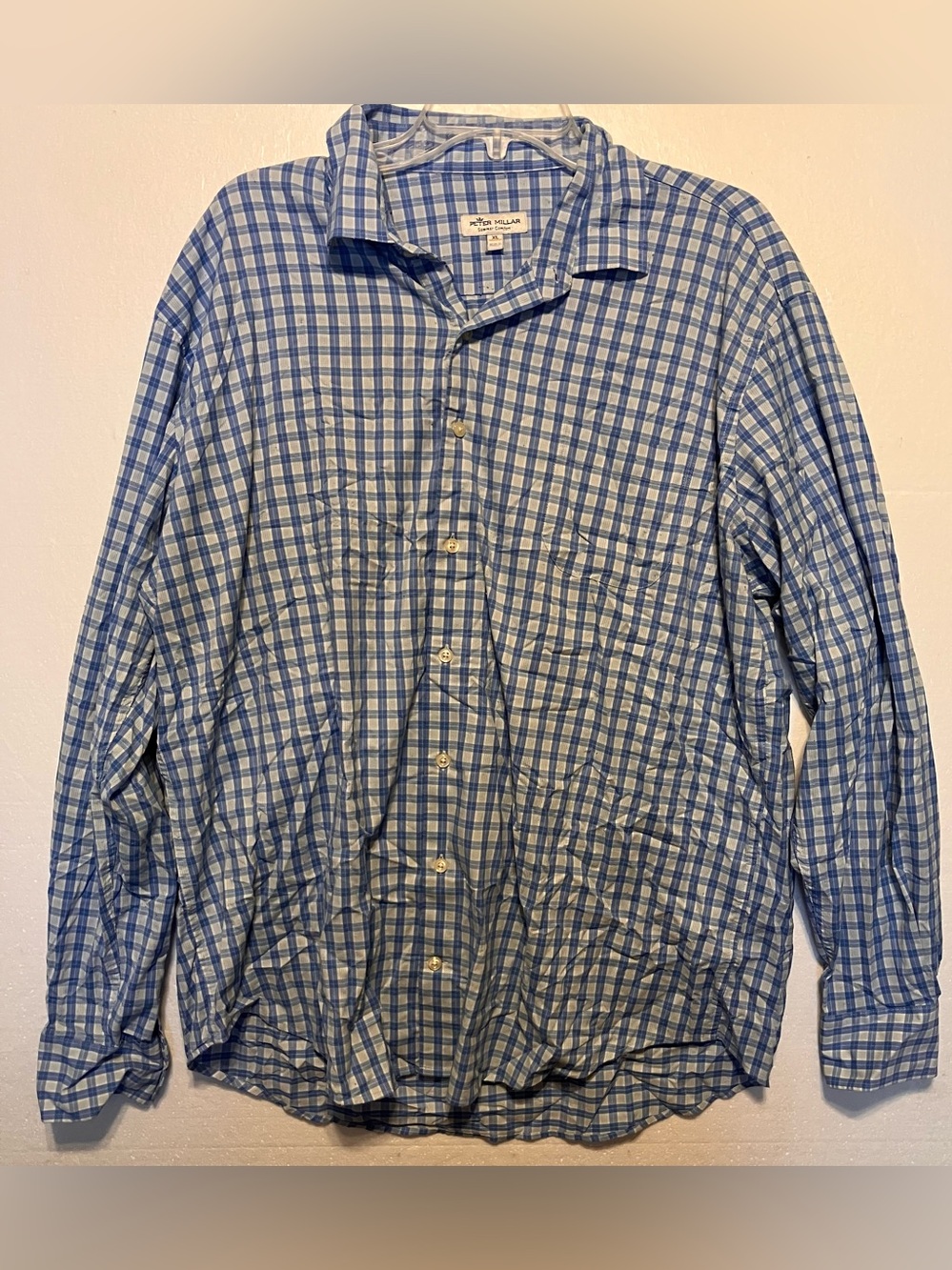 Peter Millar XL Blue Plaid Button-Down Shirt